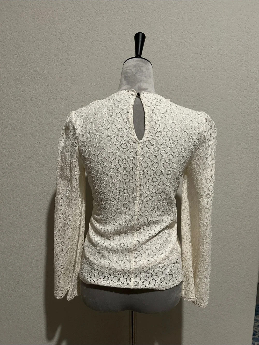 Banana Republic Cream Lace Long-Sleeve Top